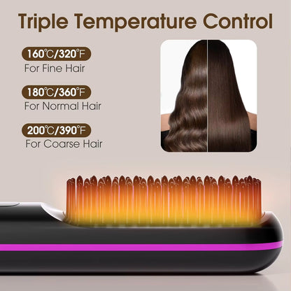 USB Charging Portable Hair Straightener Brush