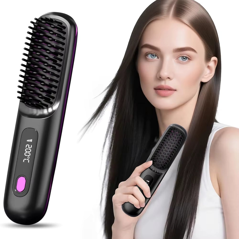 USB Charging Portable Hair Straightener Brush