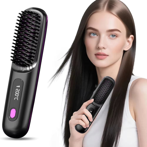 USB Charging Portable Hair Straightener Brush