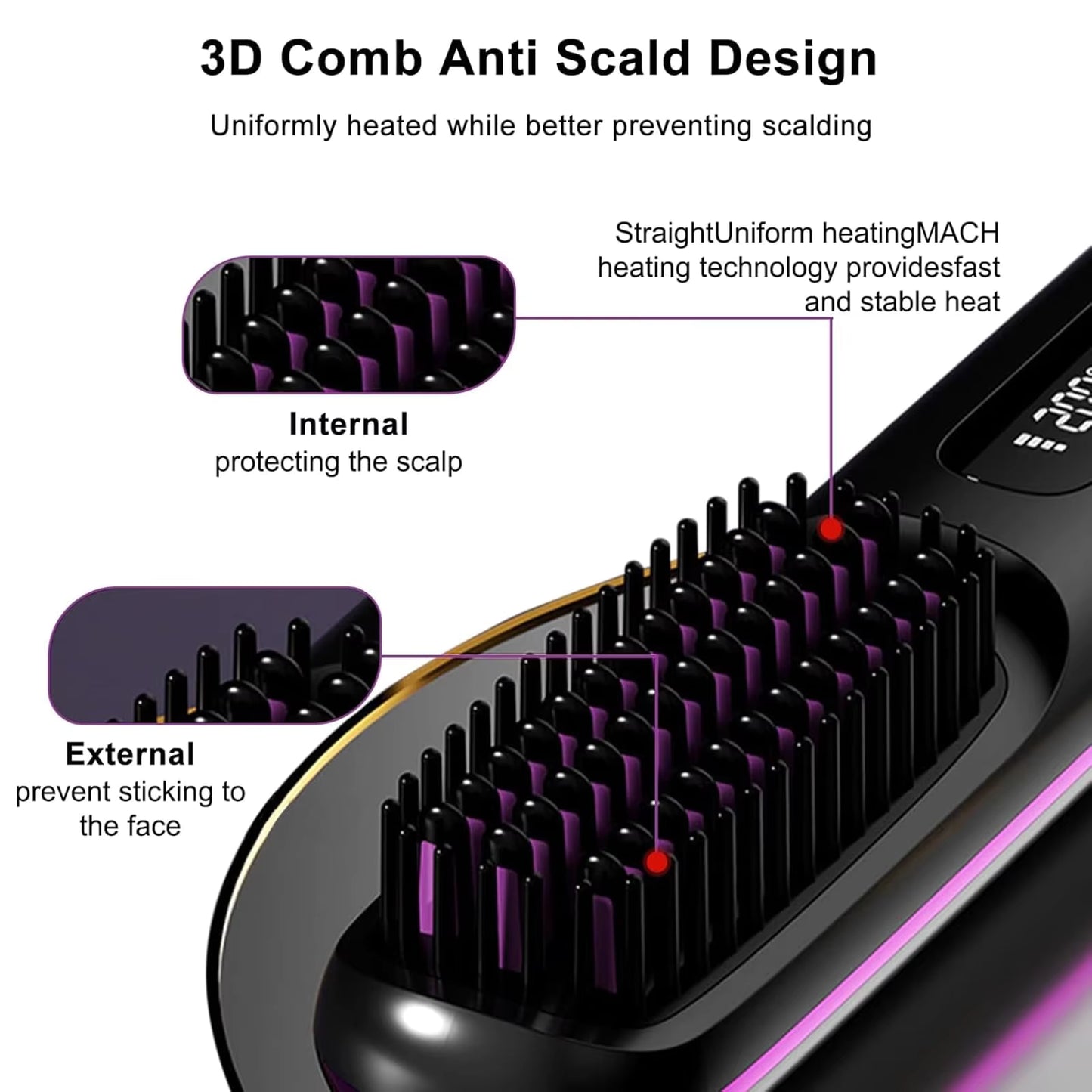 USB Charging Portable Hair Straightener Brush