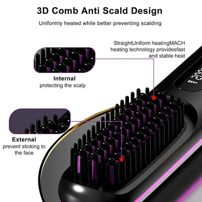 USB Charging Portable Hair Straightener Brush